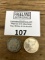 Pair of Silver Half Dollars 1906 Barber and 1964 Kennedy