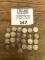 25 Silver Dimes Mercury and Roosevelt 1930s-50s