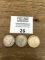 Three 1920s SILVER PEACE DOLLARS 1922 and 1923 (2)
