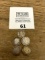 FIVE Barber SILVER Quarters 1898, 1900, 1908 (2) & 1916