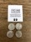 FOUR Walking Liberty Silver half Dollar coins 1937, 1939, 1941 & 1942
