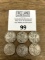 SIX Walking Liberty Silver Half Dollar coins including 1917