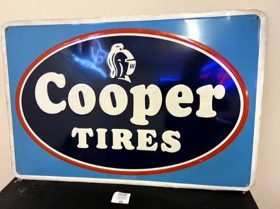 1960s/70s COOPER TIRE large automotive advertising sign GREEN BACK