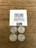 FOUR Walking Liberty Silver Half Dollar coins