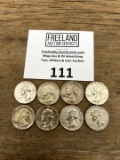 EIGHT Silver Washington Quarters