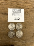 FOUR Walking Liberty Silver Half Dollars 1930/40s