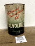 Valvoline Motor Oil 5 quart oil advertising can