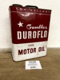 Gambles Duroflo SAE Motor Oil Two Gallon Oil Can