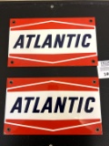 Pair of PORCELAIN Atlantic Gas Co. Gas Pump Plates