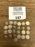 25 Silver Dimes Mercury and Roosevelt 1930s-50s