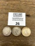 Three 1920s SILVER PEACE DOLLARS 1922 and 1923 (2)