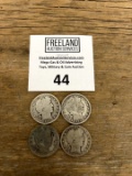 FOUR Barber Silver Half Dollars 1883, 1897, 1902, 1906