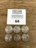 SIX Walking Liberty SILVER Half Dollar Coins 1919, 1929, 1934, 1936, 1937, 1942