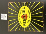rare Pennzoil Porcelain rectangle Gas Pump Plate 1930s