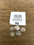 FIVE Standing Liberty Silver Quarters including 1918