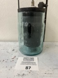 1880s Western Electric GLASS Telephone Battery Jar with insert
