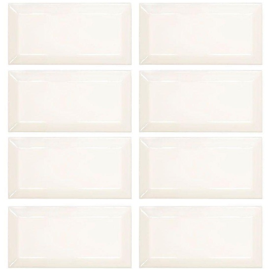 Jeffrey Court Royal Cream 3 in. x 6 in. Glossy Beveled Ceramic Wall Tile (1 sq. ft. / pack), Beige