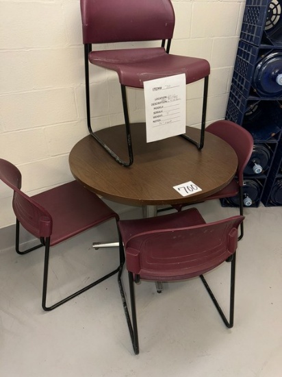 Small round table w/4 Red chairs