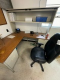 L-shaped desk w/top files