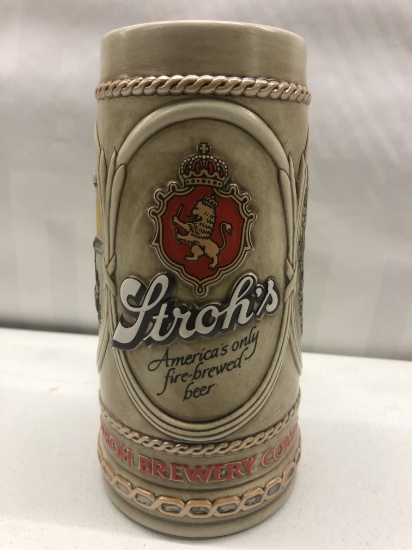 stroh's beer stein "america's only fire brewed beer"