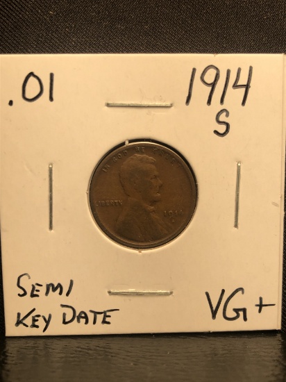 1914-s lincoln cent - VG+