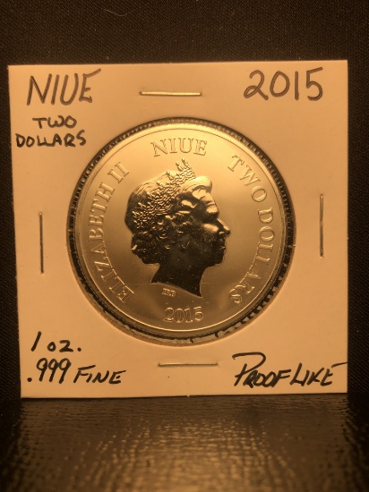 2015 2 Nieu "Year of the Goat" One Ounce of silver
