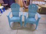 Pair of Blue Outdoor Resin Chairs