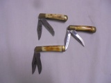 3 Bone Handled Pocket Knives