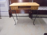 Iron and Wicker Entry Table