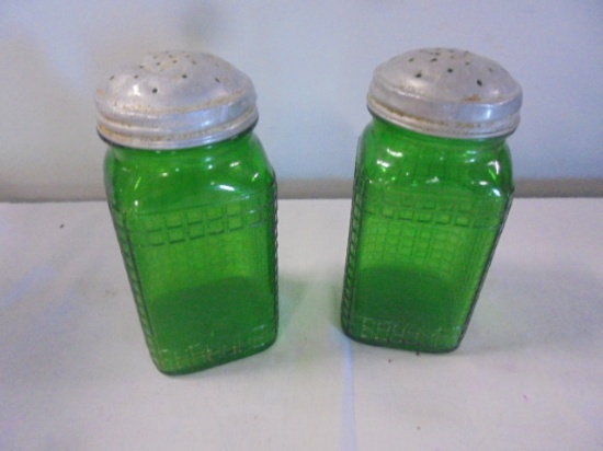 Green Salt and Pepper Shakers