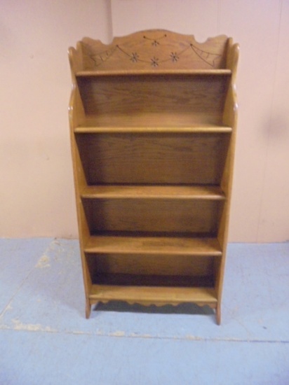 5 Shelf Carved Oak Bookcase