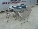 Glass Top Patio Table and 4 Chairs w/ Umbrella