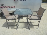 Glass Top Pub Height Patio Table w/ 2 Chairs