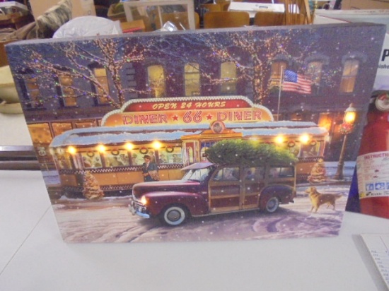 Lighted 66 Diner Canvas Picture