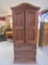 Solid Wood Wardrobe Cabinet w/3 Drawers and Double Doors