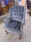 Blue Tufted Wing Back Side Chair