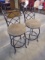 Pair of Iron Swivel Padded Counter Height Stools