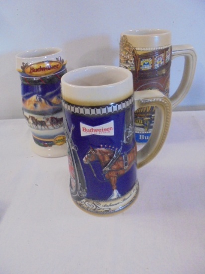 (3) Budweiser Beer Steins