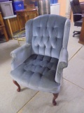 Blue Tufted Wing Back Side Chair