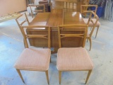 Beautiful Mid Century Drop Leaf Dining Table w/6 Chairs and 2 Center Leaves