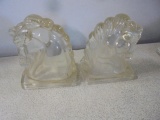 Vintage Set of Glass Horse Head Bookends