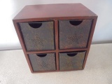 Wooden Primitive Organizer Cube w/4 MetalDrawers