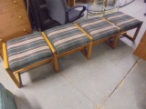 Solid Oak 4 Seat Upholstered Bench