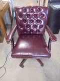Tuffed Leather Rolling Desk Chair