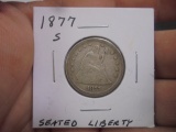 1877 S Mint Seated Liberty Quarter