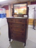 Antique 6 Drawer Chest of Drawers W/Mirror