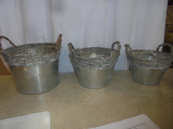 3 Pc. Galvanized Lined Planter Buckets
