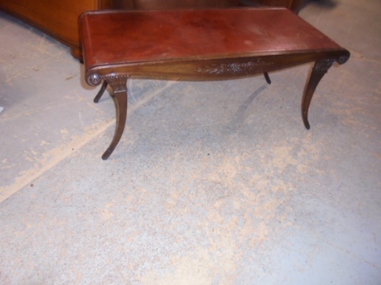 Antique Coffee Table w/ Leather Wrapped Top