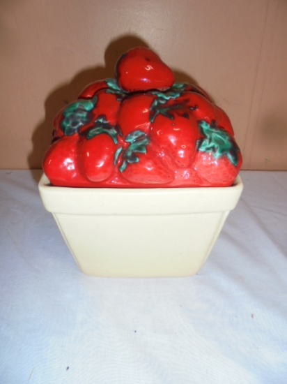 Vintage Strawberry Basket Cookie Jar