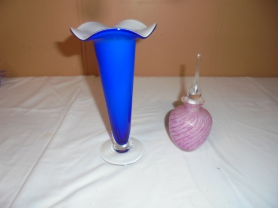 Art Glass Perfume Bottle and Vase